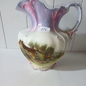 Jarra Antigua de Lavatorio con Sello Alemán Franz Ant. Mehlem Bonn - imagen 1