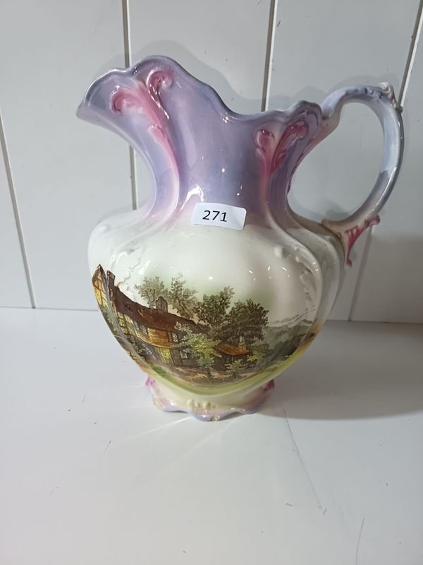 Jarra Antigua de Lavatorio con Sello Alemán Franz Ant. Mehlem Bonn