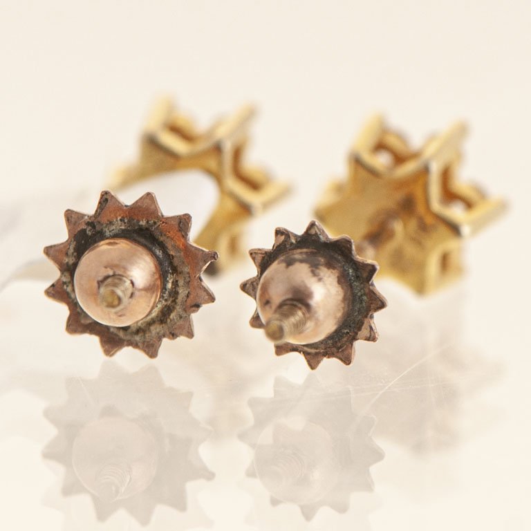 Pare de tornillos de oro 14k con circonias - imagen 2