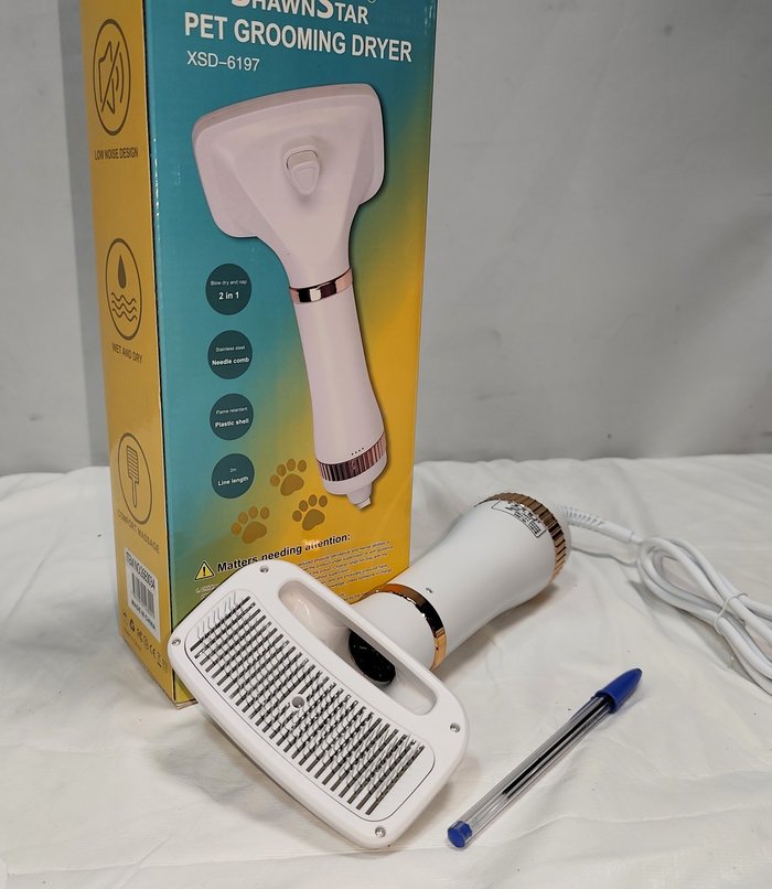 Secador de Pelo para Mascotas 2 en 1 con Cepillo Regulable - Nuevo en Caja