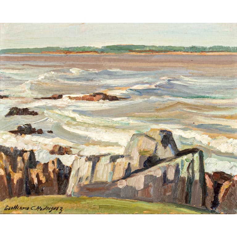 Lote anterior: Pintura de playa y rocas por Guillermo Rodríguez - Óleo sobre cartón