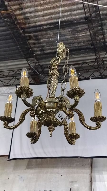 Lámpara de techo en bronce con seis luces