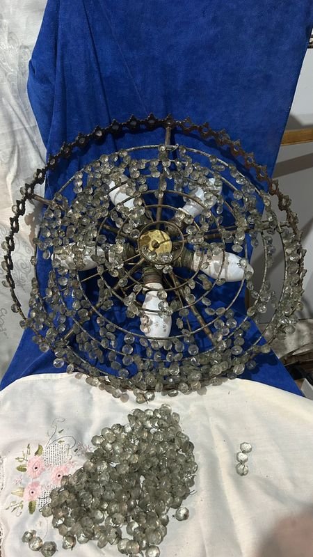 Lámpara de techo bronce con elementos de cristal - imagen 2