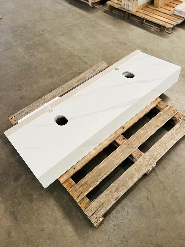 Mesada de Baño Doble Blanca con Vetas - imagen 1