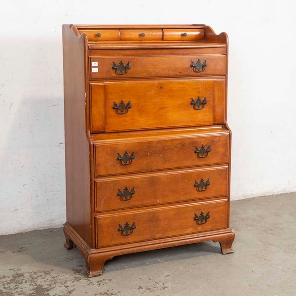 Cómoda Alta Secretaire con Cajones y Puerta - Madera Lustrada - imagen 1