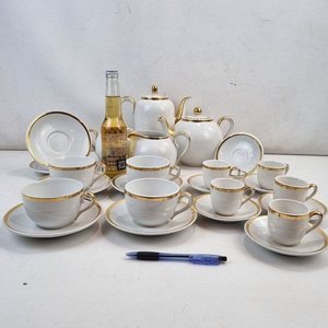 Juego de Servicio de Porcelana Olmos Blanco con Detalles Dorados - 25 Piezas - imagen 6