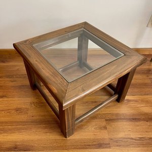 Mesa Ratona Rústica Madera Maciza con Tapa de Vidrio - imagen 3