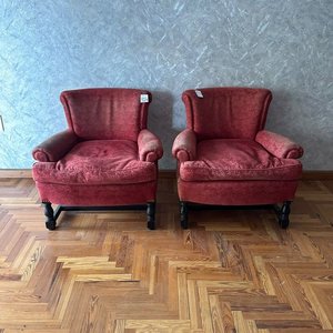 Par de Sillones Estilo Bergere Tapizado Bordo - imagen 3