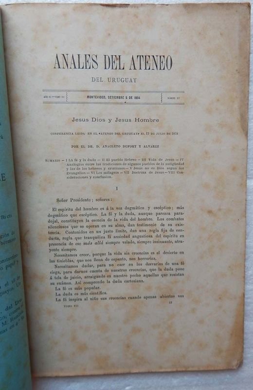 Revista Anales Del Ateneo Del Uruguay, publicación mensual de 1884 - imagen 2