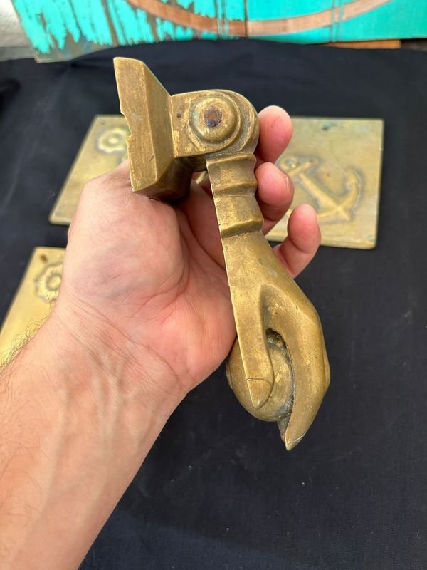 Mosaicos de bronce antiguos y llamador en buen tamaño - imagen 7
