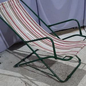 Reposera de Caño con Lona Rayada Verde y Roja - imagen 3