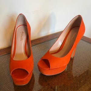 Zapatos de Gamuza Naranja Datelli Talle 37 Taco Plataforma - imagen 3