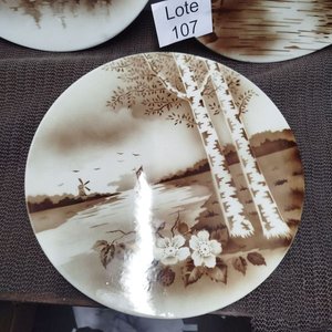 Conjunto de 3 Platos Decorativos Antiguos con Paisajes Neerlandeses - imagen 2
