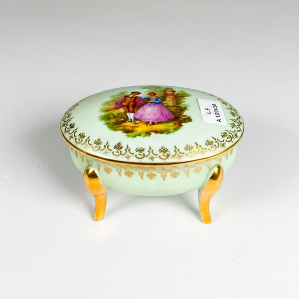Cofre alhajero porcelana Limoges decorado - imagen 1