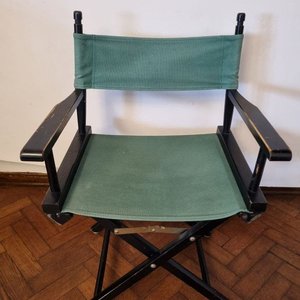 Silla Plegable Tipo Director Clásica Madera Negra Lona Verde - imagen 1