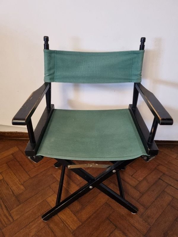 Silla Plegable Tipo Director Clásica Madera Negra Lona Verde