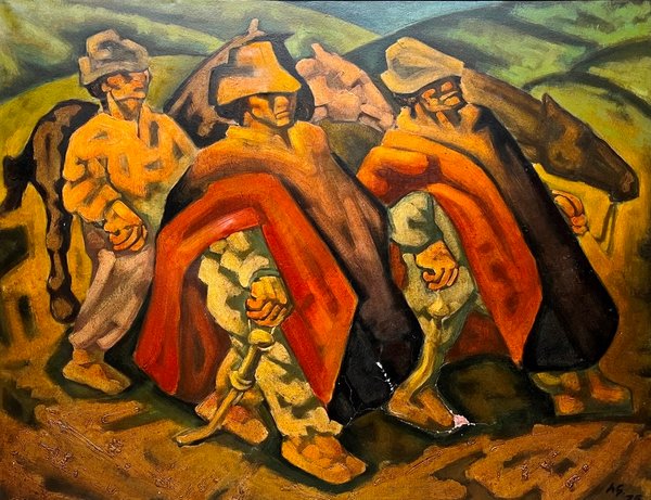 Lote siguiente: Óleo sobre tela de Horacio García 'Campesinos'