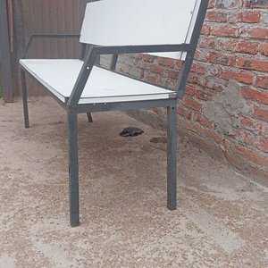 Banco de Patio Metálico con Respaldo Blanco - imagen 2
