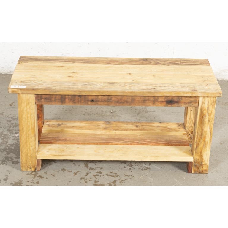 Mesa Ratona Rústica de Pino con Estante