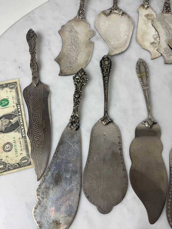 Lotes de cubiertos labrados de plata para postre - imagen 6