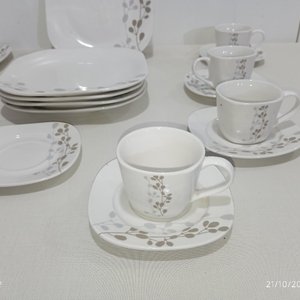 Juego de Vajilla Blanca Cuadrada con Diseño de Hojas - 18 Piezas - imagen 5