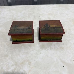 Par de Cajas de Madera Artesanales con Paisaje de Cactus - imagen 5