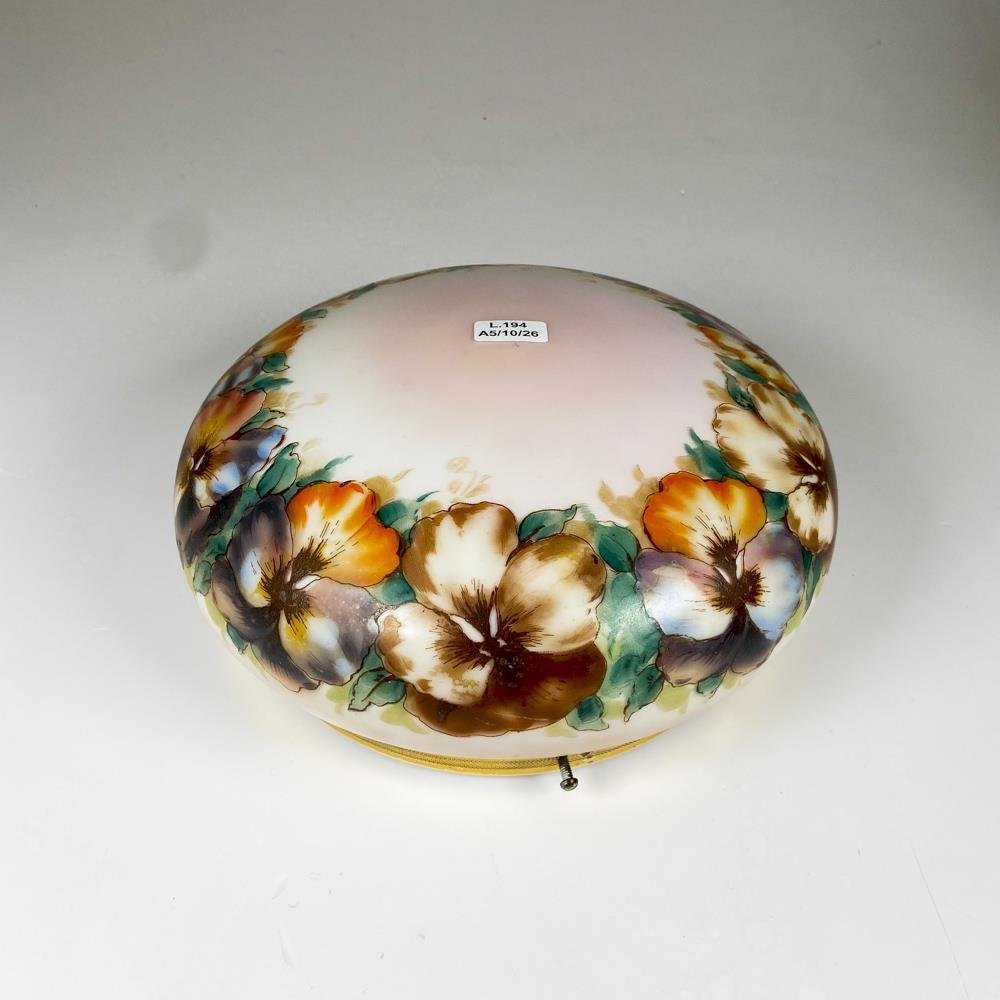 Plafon de vidrio opalinado decoración floral, diámetro 26 cm