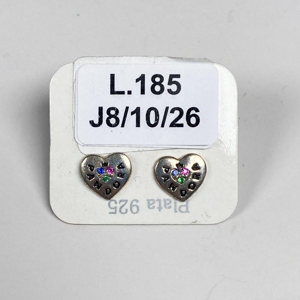 Par de Caravanas Corazón Plata 925 con Piedras Multicolor