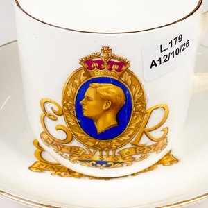 Taza y Platillo de Loza Inglesa Coronación Eduardo VIII 1937 - imagen 3