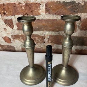 Par de Veladores Antiguos de Platina - imagen 2