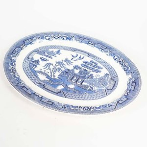 Lote siguiente: Fuente Oval Loza Inglesa Willow Woods Ware Azul y Blanco