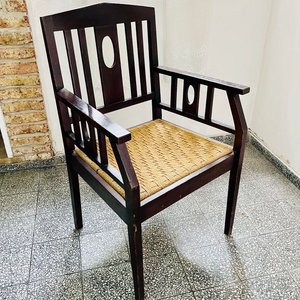 Par de Sillones Antiguos de Roble con Asiento de Cardo - imagen 5