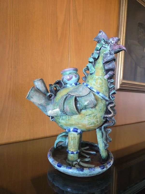Figurita de cerámica de gallo, posiblemente nacional - imagen 2