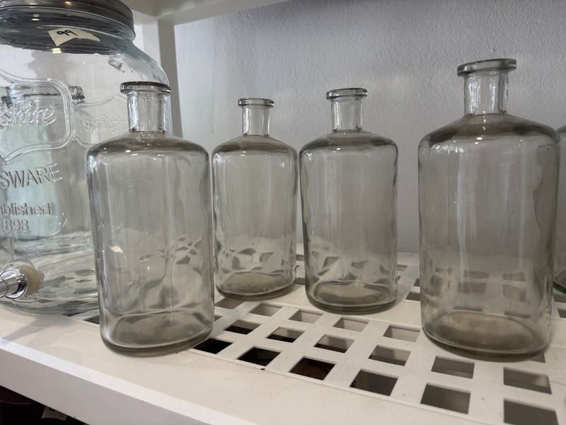 Lote de 4 Botellas de Vidrio Transparentes