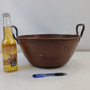 Olla Antigua de Cobre con Asas de Hierro - Decoración Rústica - imagen 2