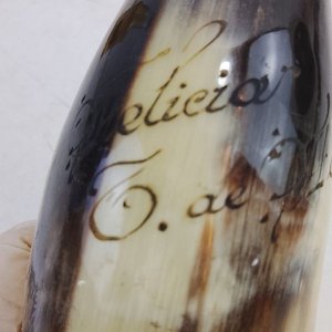 Vaso o Mate Criollo en Guampa Pulida con Grabado y Virola Dorada - imagen 4