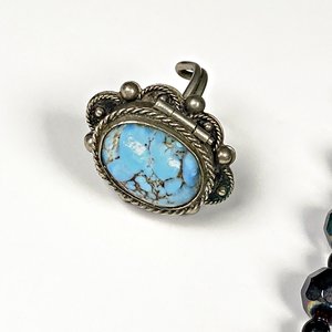 Collar de Cristal Dos Vueltas y Anillo con Piedra Celeste - imagen 3