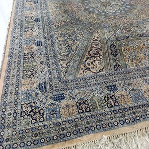 Alfombra Persa Diseño Ornamental con Medallón Central - Azul, Beige y Rosa - imagen 5