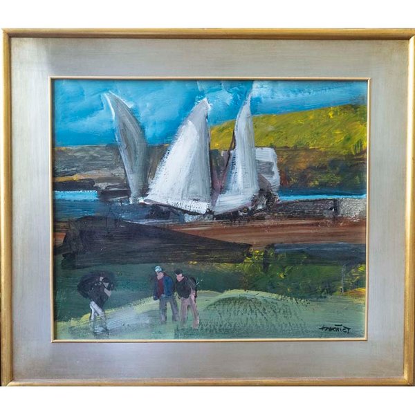 Pintura de barcos y personas por Nantes