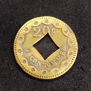 Lote siguiente: Moneda Antigua "A Consommer" 20 Centavos París