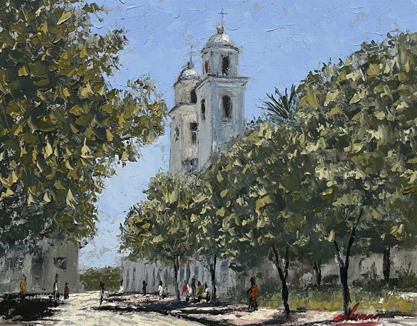 Oleo "Iglesia de Colonia" por Cesar Vanni, 42 x 51 cm - imagen 1