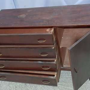 Cómoda de Madera Enchapada con 4 Cajones y Puerta - imagen 2