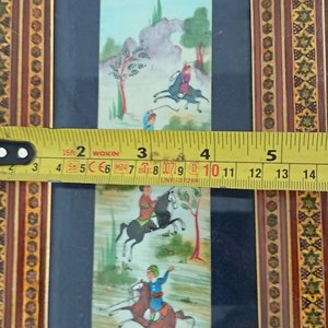 Trío de Miniaturas Persas con Marcos Taraceados Estilo Oriental - imagen 8