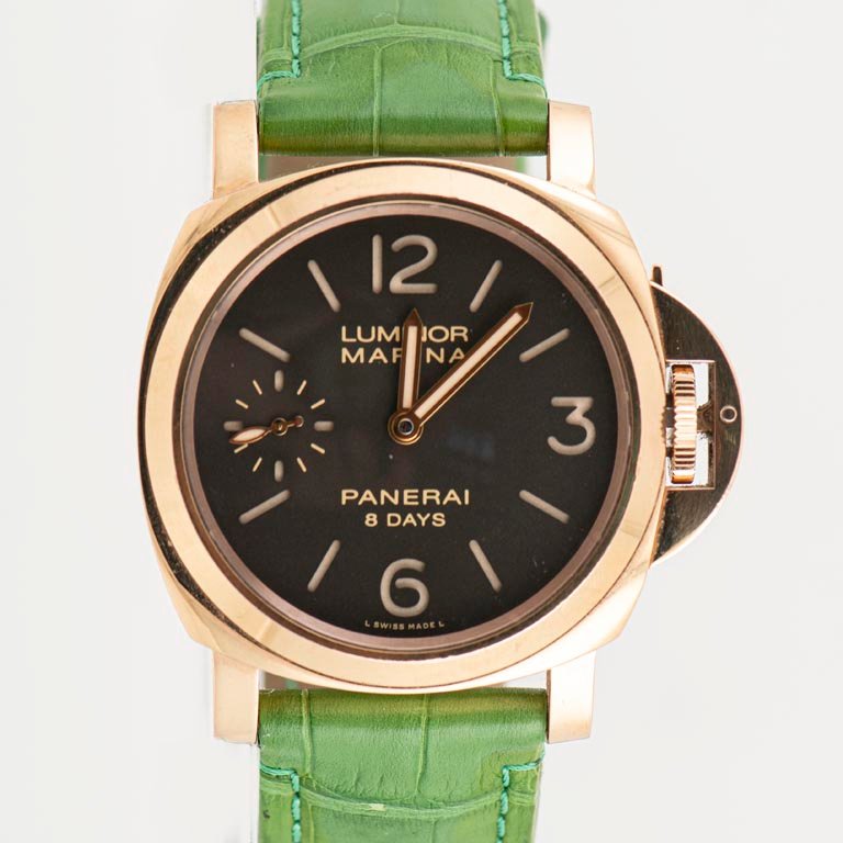 Reloj Panerai Luminor Marina 8 Days Oro Rosso 44mm con 2 pulseras, caja y documentos