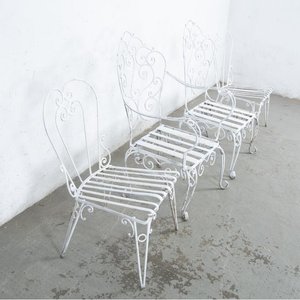 Butaca y Tres Sillas de Jardín de Hierro Forjado Blanco - imagen 2
