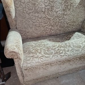 Sillón Antiguo de Dos Cuerpos Tapizado en Gobelino - imagen 4