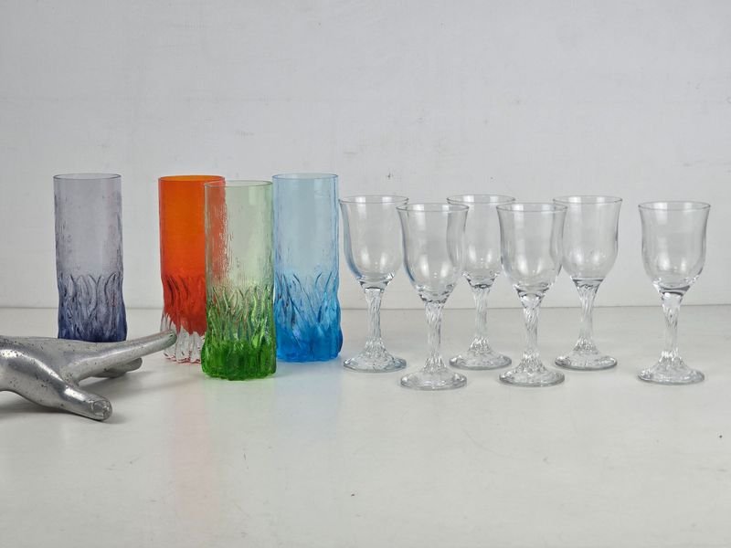 Juego de Copas y Vasos de Cristal Multicolor