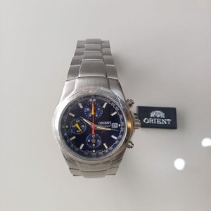 Reloj Orient Chronograph Acero Esfera Azul Taquímetro - imagen 3