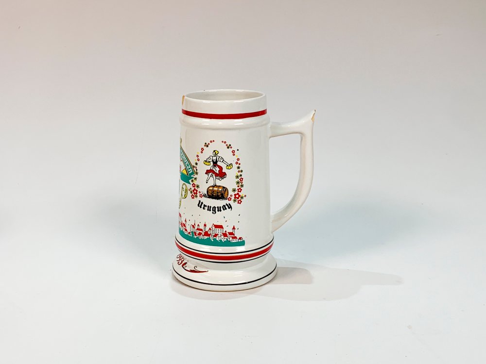 Jarra Cervecera de Loza Blanca "Semana de la Cerveza 1993" con Decoración