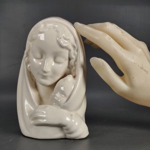 Figura de Loza Alemana: Madre e Hijo, 16.5cm - imagen 3